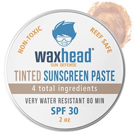 Waxhead Sun Defense Foods Waxhead Tinted Zinc Oxide Sunscreen Face, SPF 30 Reef Safe Non-Toxic Sunscreen Surf Zinc Sunblock, Travel Waterproof for Swimming, Lifeguard, Sports, Organic Sun Block Colored Face Scar (Tint 2oz Tin)