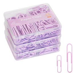 NEEWAY Colorful Paper Clips Assorted Sizes, Small and Large Paperclips, 210 Count, 3 Pack of 70 (Light Purple)