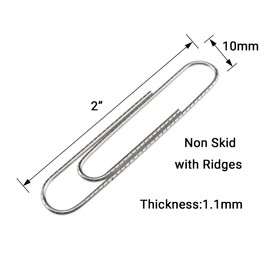 HAHIYO Paperclips Nonskid Large Sturdy 2” Length Paper Clips with Ridges Non Skid Heavy Duty Tight Grip Thick Rust Proof Reusable Metal Bright Silver for Home Office School 100 Pack
