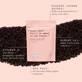 Frank Body Original Coffee Scrub, 7.05oz | Natural & Cruelty Free Exfoliating Body Scrub | Hydrating Vegan Scrub Skin Care For Stretch Marks, Acne, Cellulite | 1ct