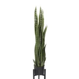 VERDEARTH Artificial Snake Plant, 35'' Faux Snake Plant Tall, Fake Snake Sansevieria Potted Plant with Stand for Home Office Decor Indoor, 32 Leaves