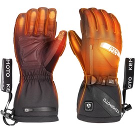 KEMIMOTO Heated Gloves, Heated Gloves for Men and Women with EVA Pad Protection, Winter Thermal Gloves 7.4 V, 2500 mAh, 3 Heat Settings for Skiing