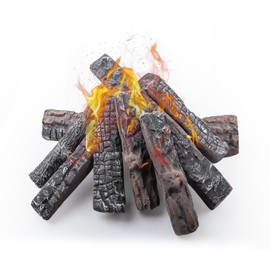 Small Ceramic Logs for Gas Fireplace, 8 Pcs Realistic Ceramic Logs for Gas Fireplace, Heat Resistant Lightweight Fake Logs for Indoor/Outdoor Fire Pits, Ventless Faux Fire Place Wood Fireplace Decor