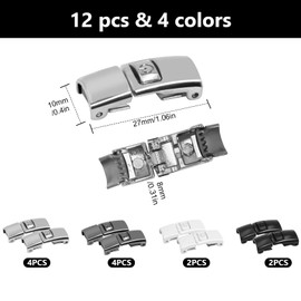HavaCue Pack of 12 Shoelaces Buckle 4 Colours Shoelaces Quick Release Adult Shoelaces Closure Children Quick Release Shoelaces for Trainers Casual Shoes, Black/White/Silver/Dark