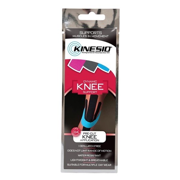 Kinesio Tape - Pre-Cut Knee Support - Optimized Athletic Tape Strips - 3 Single-Use Knee Strips