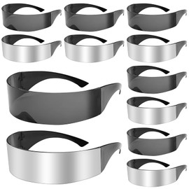 OGMBI 12 Pcs Futuristic Cyclops Visor Sunglasses, 80s Cyber Visor Sunglasses Bulk, Shield glasses Mirrored Translucent Lens for Women Men Punk Future Style Costume Cosplay