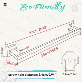 LANC Bathroom Towel Bar for Bathroom Wall Mounted 20-Inche Matte Black and Gold Bath Towel Rack Stainless Steel Towel Rod for Restroom Hotel Towel Holder Towel Hanger, A9010GK-L5