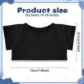 RoundFunny Bear Tee Shirt Fit 14-18inch Bear Clothes Stuffed Animal Clothes Shirt Basic Stuffed Bears Dolls Shirt, Black