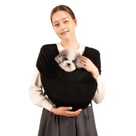 Harryspet Feelaty Dog Sling Carrier for Small Dogs - Comfortable Yoga Fabric, Elastic Fit - Portable Pet Sling Carrier for Dogs 0-12 lbs - Perfect Puppy Sling for Travel and Daily (Black, Large)