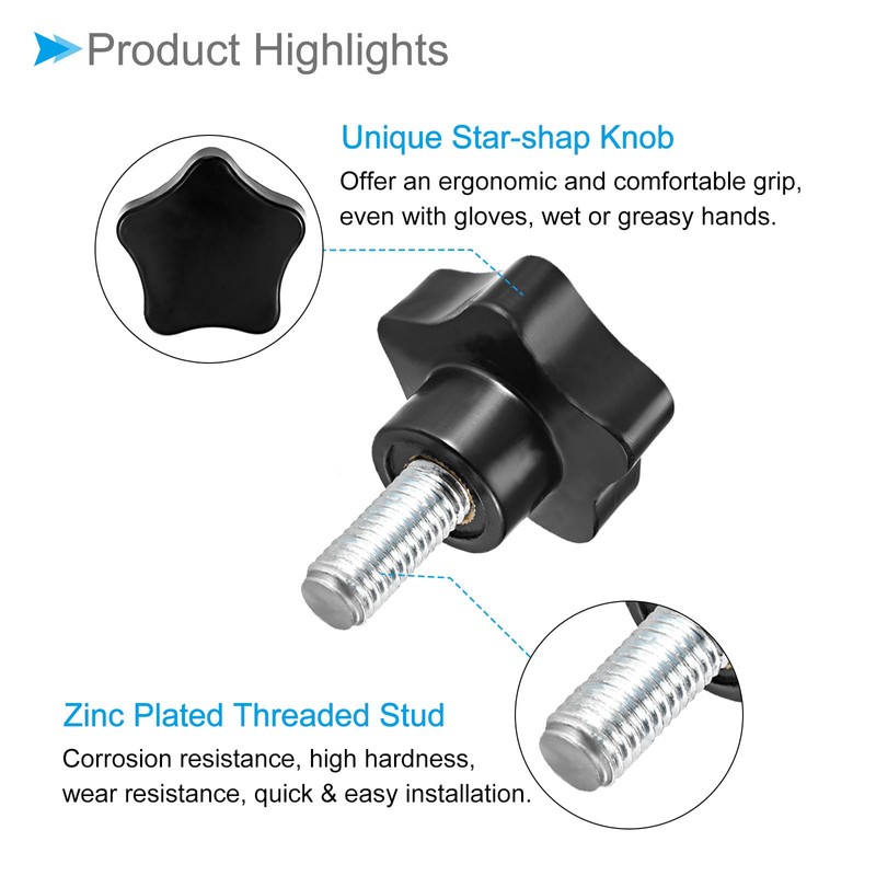 CoCud M12 x 30mm Male Thread 48mm Head Plastic Thumb