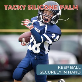 KONGOUARD Youth Flag Football Gloves, Football Receiver Gloves, American Flag Football Gloves Sticky Grip Kids Football Gloves (Teal, Youth XS)