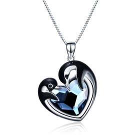 WINNICACA Sterling Silver Penguin Necklace for Women Blue Crystal Pendant Penguin Jewelry Cute Necklaces Penguin Birthday Christmas Graduation Gifts for Penguin Lover Daughter