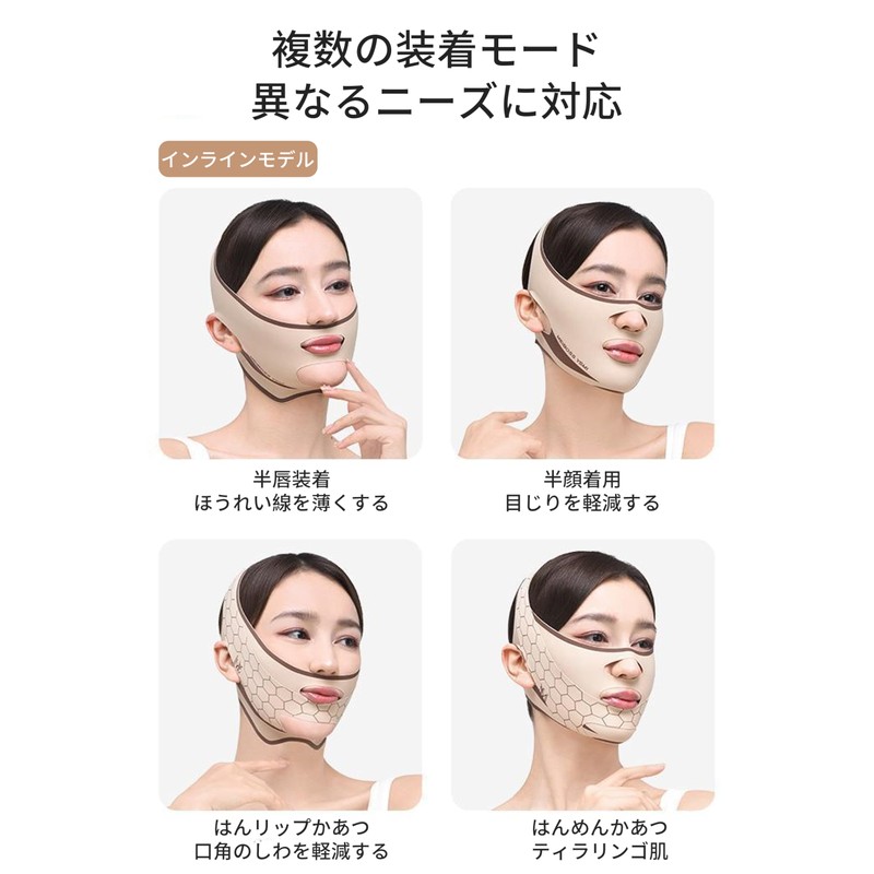 AAGWW 顔帯 男女共通 通気性 高弾性 量子遠赤外線技術 ヒアルロン酸 調整可能（遠赤外線+ヒアルロン酸モデル）