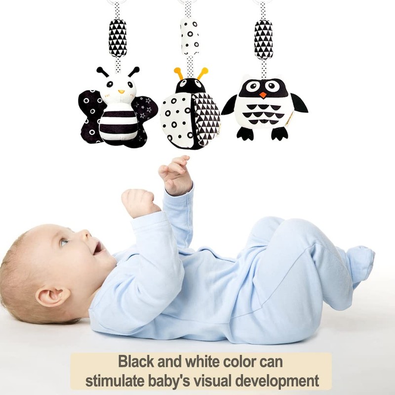 AIPINQI 3 Pack Hanging Rattle Toys,High Contrast Baby Toys and