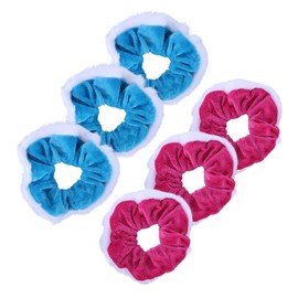 Velvet & Fur Hair Scrunchies for Women and Girls Set of 6 Pink and Blue