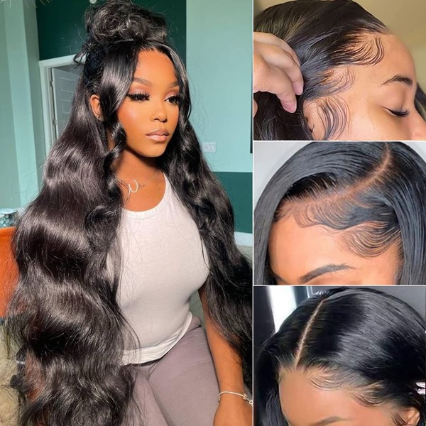 GABRIELLE 28 Inch Frontal Body Wave Lace Front Wig Human Hair 13x4 Lace Front Wigs Human Hair Body Wave HD Lace Pre Plucked with Baby Hair Ear to Ear Human Hair Wigs for Black Women Glueless