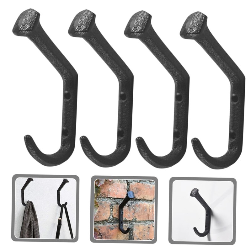 Ciieeo Railroad Spike Hooks 4pcs Coat Towel Door Cast Robe