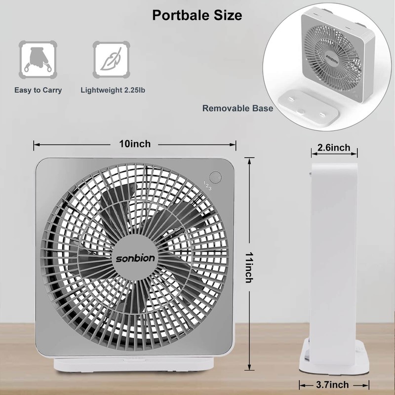 10 Inch Box Fan, Small Window Fan, Quiet Electric Fan