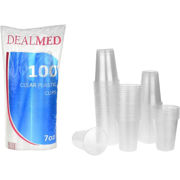 Dealmed Disposable Clear Plastic Cups, 7 oz., 100 count