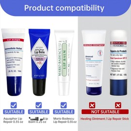 Keychain Cap Compatible with Aquaphor 0.35 oz Lip Balm, Lip Balm Holder Keychain Portable Lip Gloss keychain caps 3pcs (White Pink Blue)