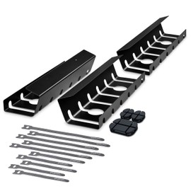 PAMO Cable Management Under Desk for Easy mounting Under-Table I Set of 3 - with 10X Cable Ties I Desk Organizer for Office/Home Office Table Thoughtful Cable Tray Holder