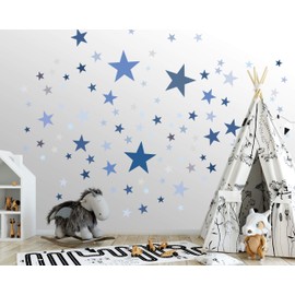 50 Star Wall Stickers for Children's Room, Wall Sticker Set, Pastel colours, Baby Starry Sky for Gluing, Wall Decoration, Toddlers, Basic Wood-Chip Equipment