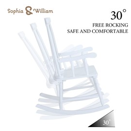 Sophia & William Outdoor Poplar Wood Rocking Chair, Modern Wooden Rocking Chairs with Fan-Shaped Back for Porch Patio Garden Lawn Balcony Backyard and Indoor, White, 1 Pack, Load Capacity: 300 lbs