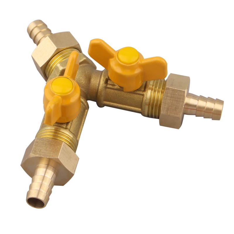 DERPIPE 3 Way Shut Off Ball Valve, 3/8" Hose Barb