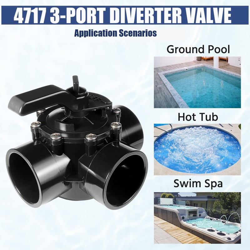 4717 3-Way Pool Diverter Valve Replacement for Jandy 4717, 2”