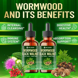 11in1 Wormwood Supplement with Cloves, Black Walnut, Berberine, Turmeric, Ginger, Milk Thistle, Wormwood and More – 30ml Liquid Drops for 30Days.