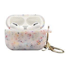 Luxury AirPod Pro 2nd 1st Case Noctilucent Flowers Design Silicone Soft Protective Cover with Keychain Compatible with AirPods Pro 2nd 1st Generation Case for Women and Girls - Front LED Visible