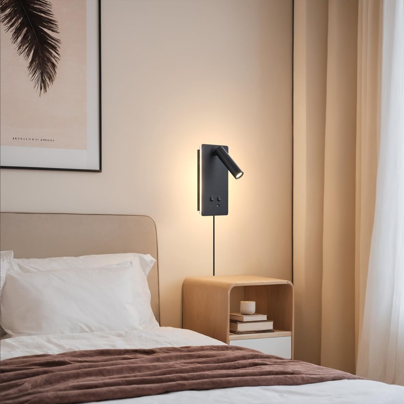 LED Reading Light Wall Mounted Lamp with 3 Brightness Dimmable