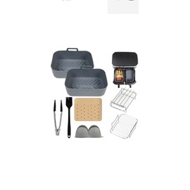 2PCS Pack Rectangular Reusable No Stick Silicon Square Dual Pot Silicone Air Fryer Liners Basket for Ninja