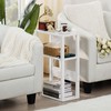 YUFAM 3-Tier Small Narrow Wood Side Table with Charging Station,