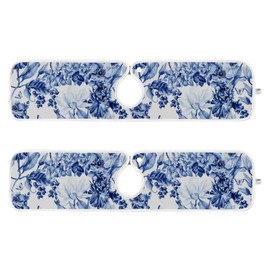 ElliTarr Sink Splash Guard Behind Faucet Mat for Kitchen Sink Drain Mat Faucet Handle Drip Catcher Tray for Bathroom 24 inch Dish Drying Mat China Flower Microfiber Pack of 2