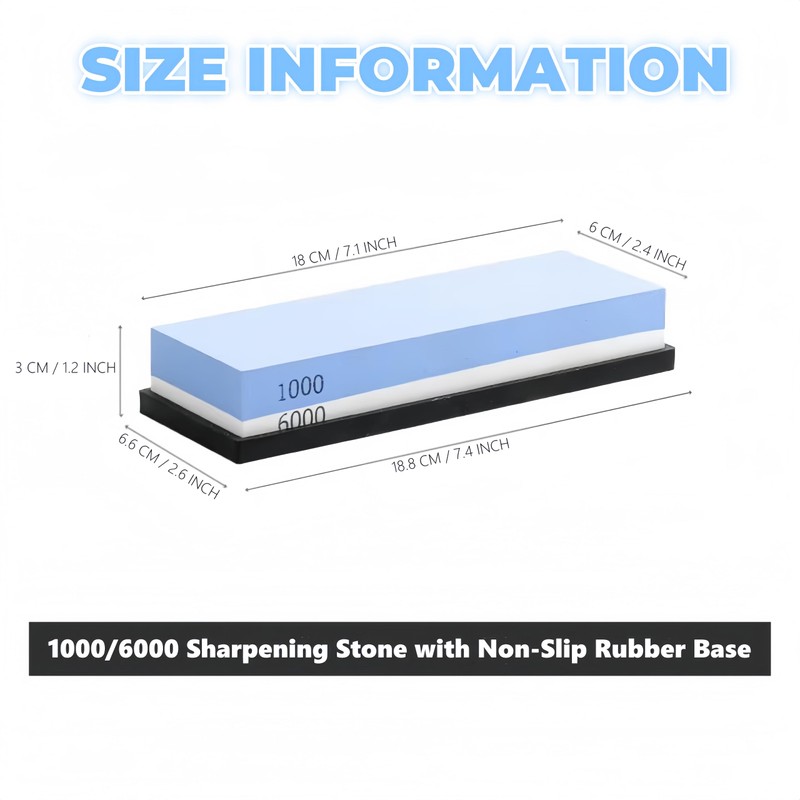 1000/6000 Grit Whetstone Knife Sharpening Stone, Bellairis Portable Knives Sharpener
