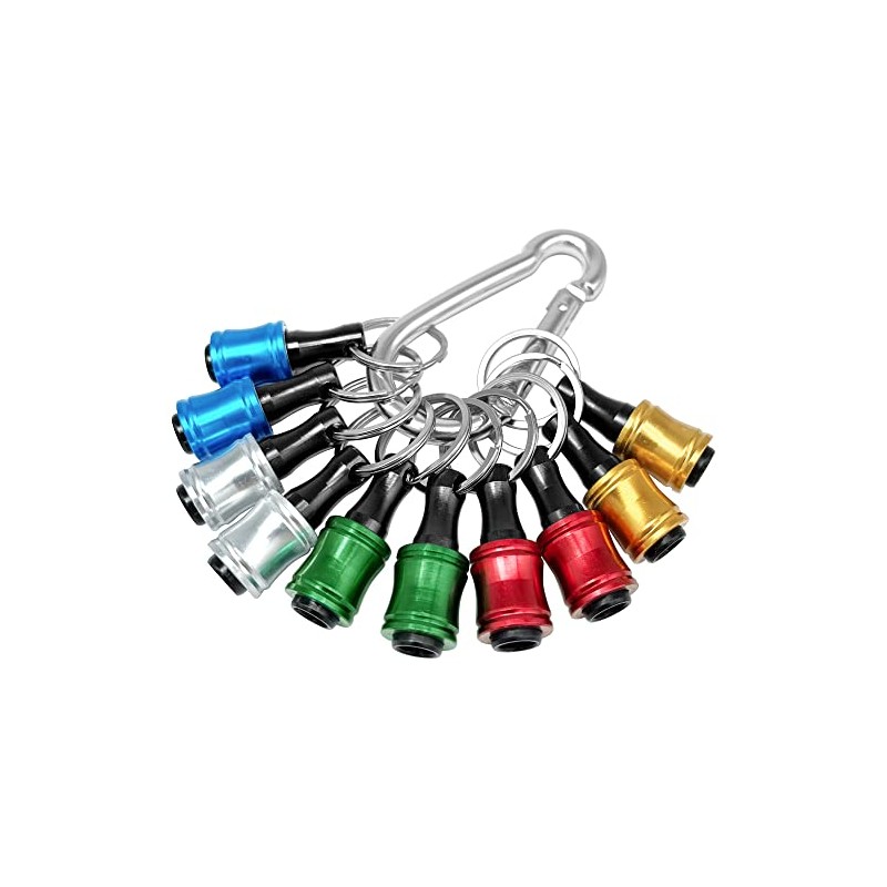 Saipor 10pcs Bit Holder Pull Down Key Adapter with Carabiner