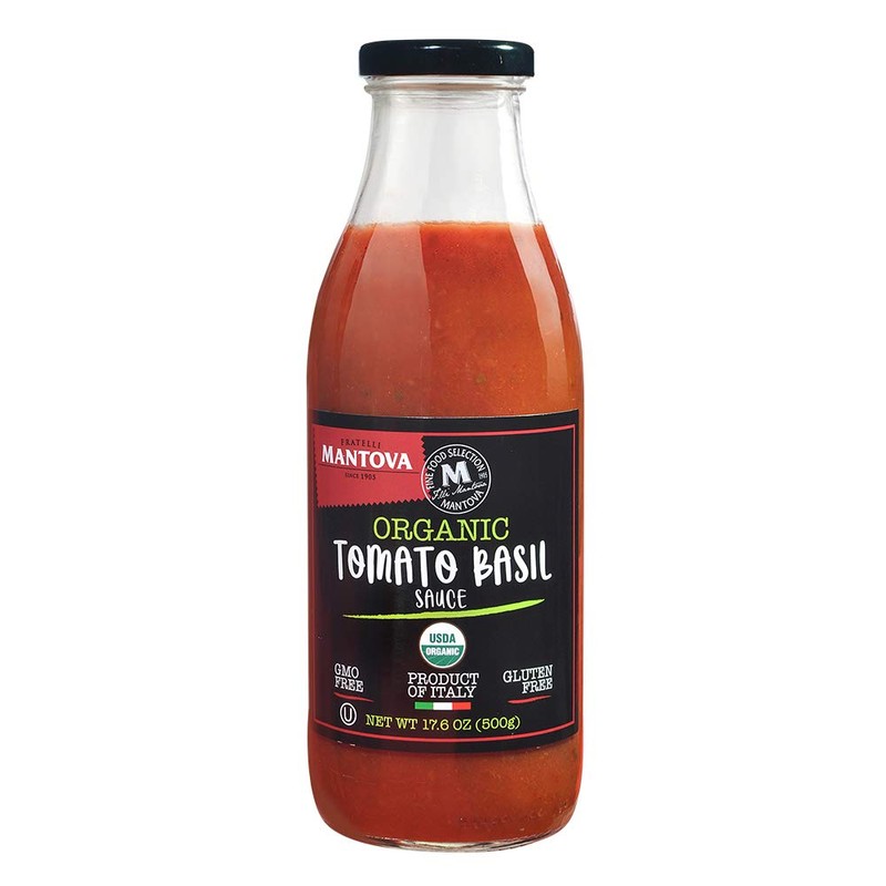 Mantova Artisanal Organic Italian Tomato Basil Pasta Sauce 17.6 Ounce