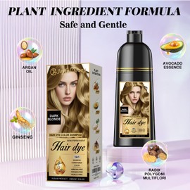 Joyful Young Joyful Young Natural Hair Dye Shampoo 3 IN 1, Gray Hair Coverage, Vegan, Ammonia-Free & Paraben-Free Hair Coloring Shampoo for Women Men, Beard Dye for Men, Nourishing Gentle Easy to Use (DARK BLONDE)