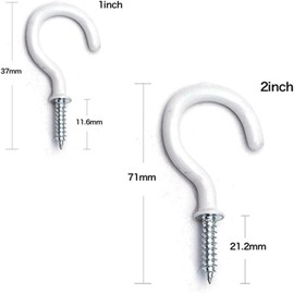 10Pcs White Screw-in Hanging Ceiling Hooks, Vinyl Coated Screw Hooks Screw-In Hooks for Hanging Plants Lights Mugs Heavy Duty Indoor Outdoor Use, Kitchen Hanger(1 inch) Tools and Home Improvement