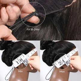 【UPGRADED】Nadula Yaki/Silk Straight Bob Lace Wig With Drawstring 180% Density 100% Human Hair Glueless for Beginners Springtok:_2x4 Lace w/ Bangs_12【Free Gifts】