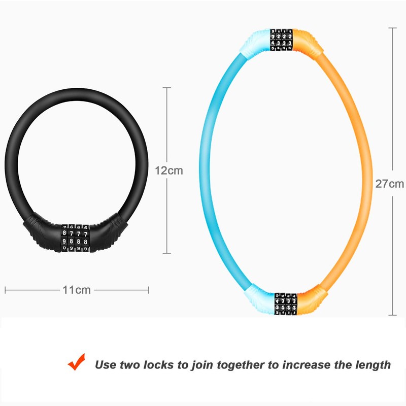 SPROUTER Bicycle Cable Lock Combination Cable Bicycle Lock, Portable Bicycle