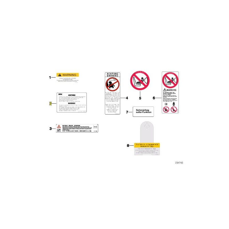 MINI Airbag Notice Warning Sticker Decal 7063938 71217063938 Genuine