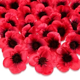 Xinnun 500 Pieces Artificial Poppies Flowers Red Poppy Artificial Silk Faux Stemless Flowers Head for Memorial Day Veterans Day Wedding Home Decoration Bouquet Corsages Party Centerpiece
