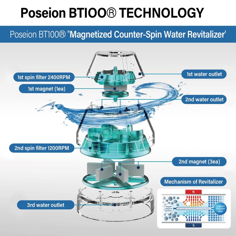 POSEION BT100 DB Filtered Shower Head – Handheld, High Pressure,