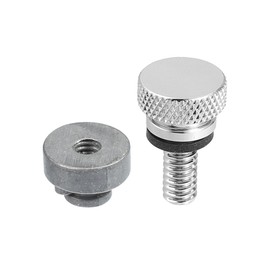 Hihaha Motorcycle Seat Bolt Screw with Seat Bolt Nut for Harley Davidson Touring Sportster 1996-2003 / Rear Fender Knurled Mount Screw/Durable Aluminum Alloy 1/4"-20/1 Set Silver Tone