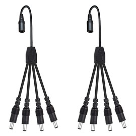 Auroh 2-Pack DC Power Splitter Cable 1 to 4 Way, 5.5 x 2.1mm Plug for DVR CCTV Cameras LED Strip Light and More