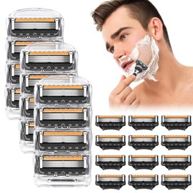 24Pcs ProGlide Razor Blades Refills with Dual Lubrication Strip -Precision 5-Layered Men's Manual Shaving Blade Compatible with Gillette ProGlide Blades Replacement for Men's Wet Shavers