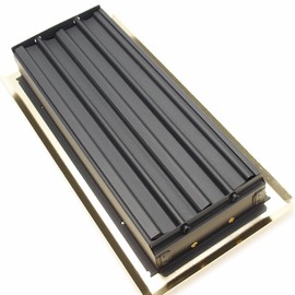 4" X 10" Modern Victorian Floor Register Grille with Dampers - Decorative Grate - HVAC Vent Duct Cover - Antique Brass