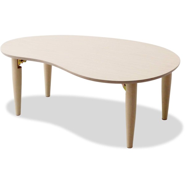 EMOOR Wood Folding Coffee Table Pear-Shaped (31.5"x20.5") White, Floor Sitting Low Table Small Space Minimalist Japanese Tatami Room